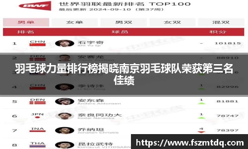 羽毛球力量排行榜揭晓南京羽毛球队荣获第三名佳绩