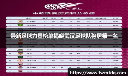 最新足球力量榜单揭晓武汉足球队稳居第一名