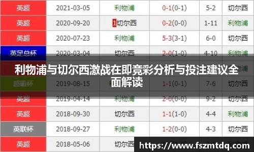 利物浦与切尔西激战在即竞彩分析与投注建议全面解读