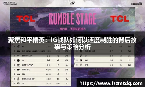聚焦和平精英：IG战队如何以速度制胜的背后故事与策略分析