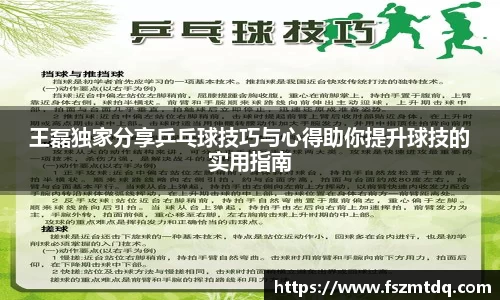 王磊独家分享乒乓球技巧与心得助你提升球技的实用指南